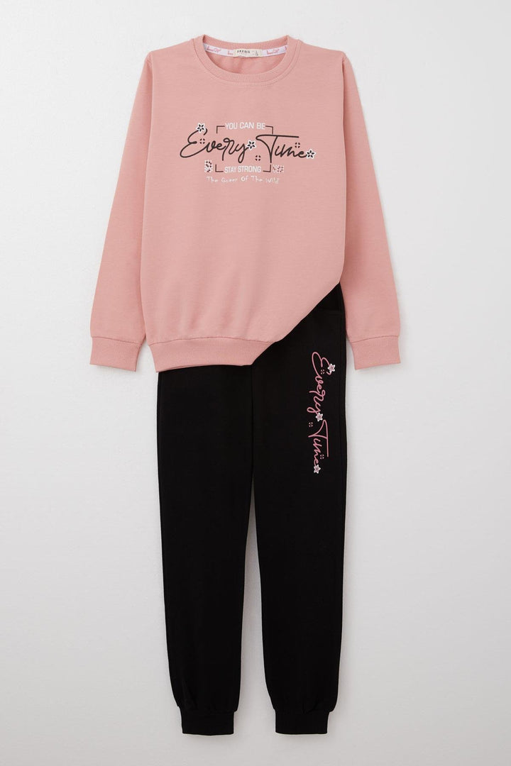BRE Breeze Girl Child Tracksuit Printed with Flower Writing 62 Years, Rose Pink - Lochau