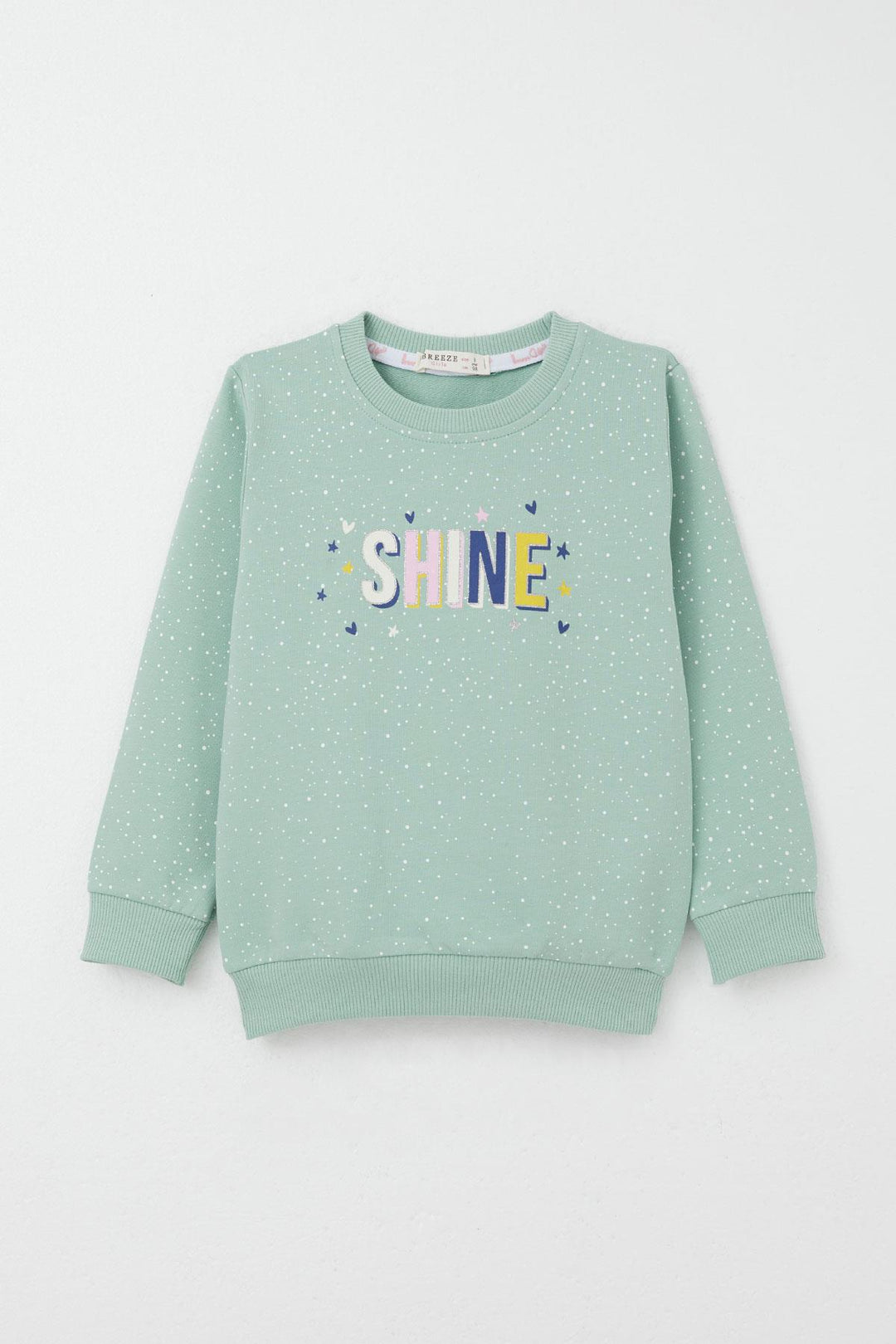 BRE Breeze Girl Child Tracksuit Printed with Heart and Star for 3-7 Years, Aqua Green - Arlington