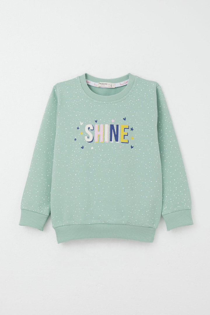 BRE Breeze Girl Child Tracksuit Printed with Heart and Star for 3-7 Years, Aqua Green - Arlington