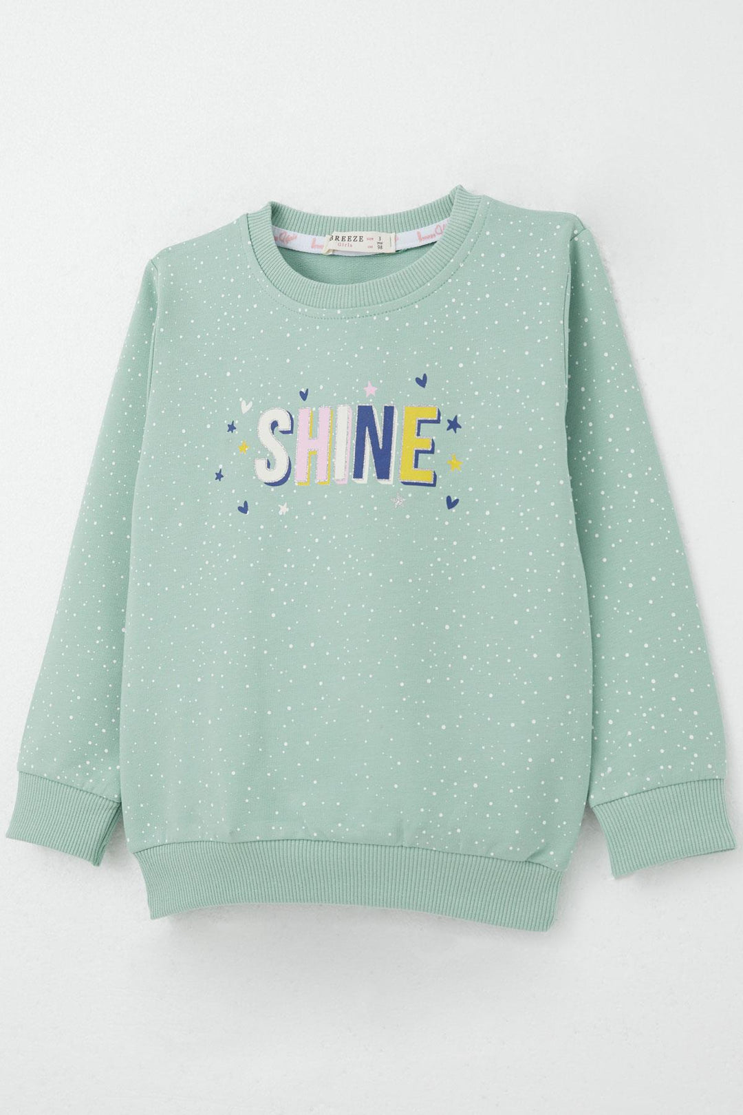 BRE Breeze Girl Child Tracksuit Printed with Heart and Star for 3-7 Years, Aqua Green - Arlington