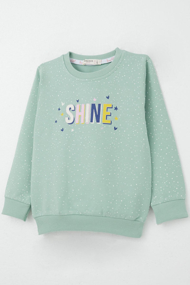 BRE Breeze Girl Child Tracksuit Printed with Heart and Star for 3-7 Years, Aqua Green - Arlington