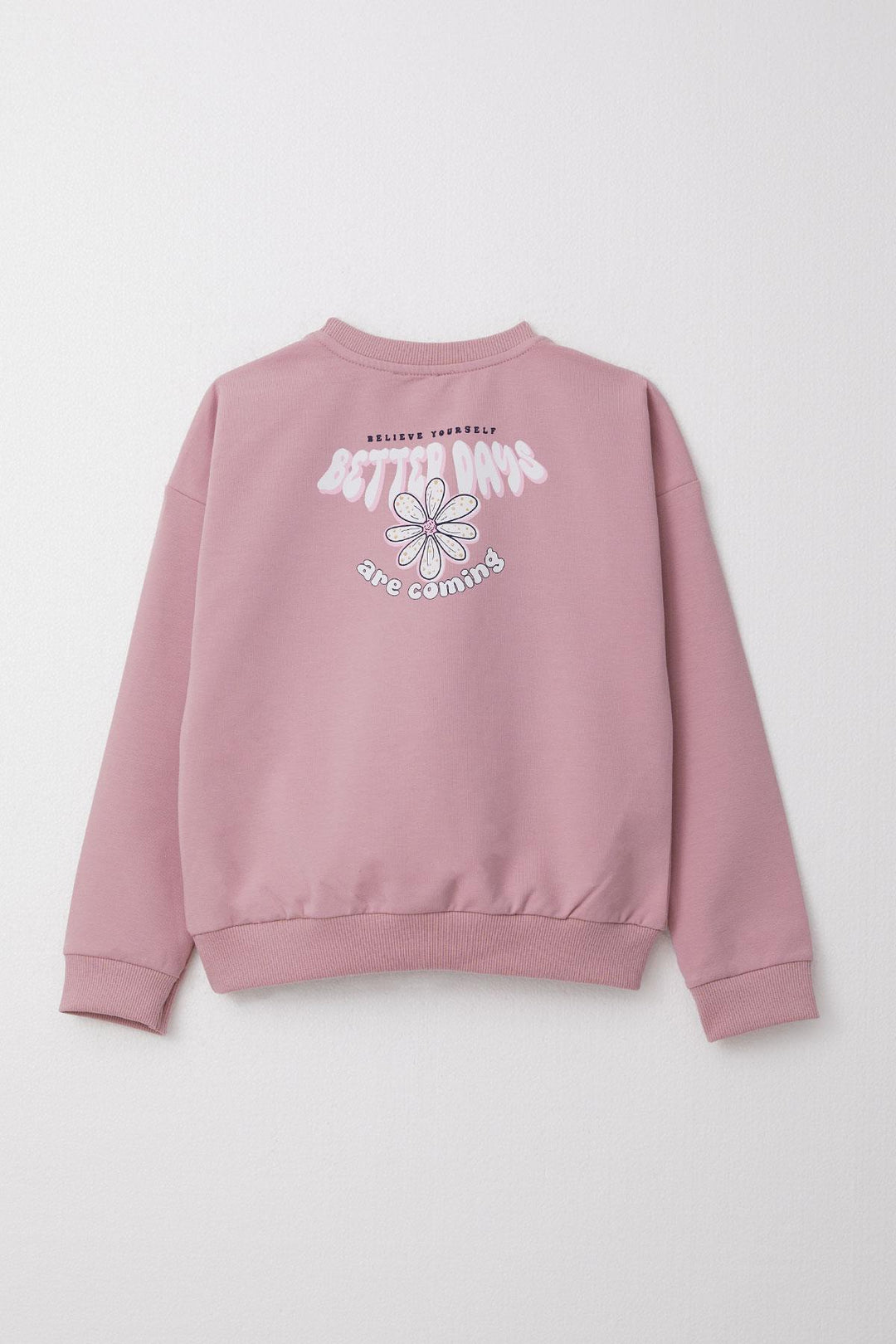 BRE Breeze Girl's Tracksuit with Printed Writing and Flowered Back, 4-9 Years, Rose Pink - Saratoga Springs