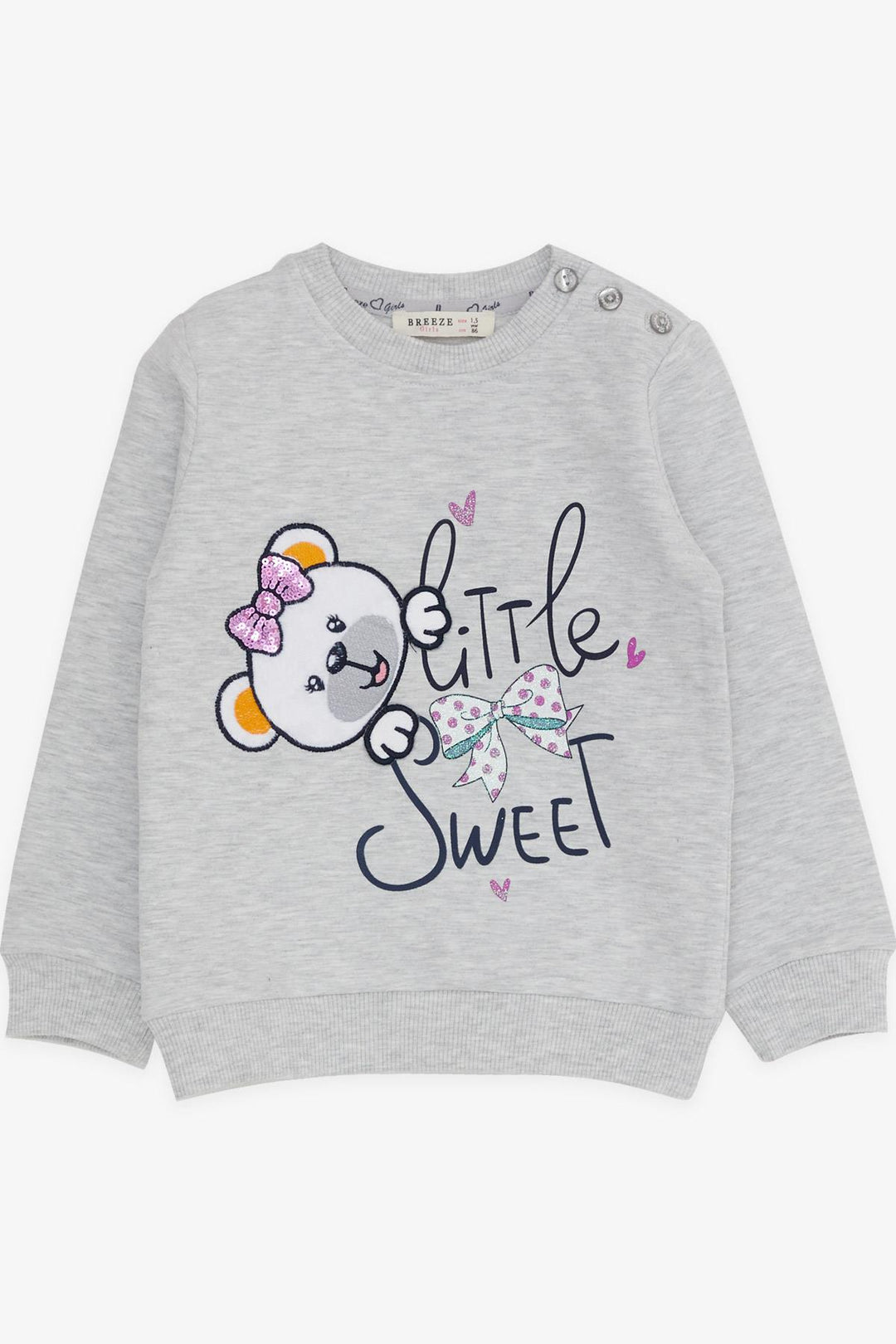 BRE Breeze Girl Child Tracksuit Bear Embroidered 1-4 Years, Light Grey Melange - Fort Worth