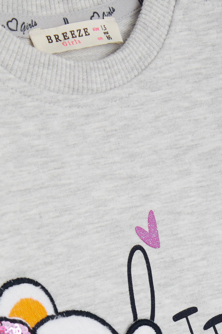 BRE Breeze Girl Child Tracksuit Bear Embroidered 1-4 Years, Light Grey Melange - Fort Worth