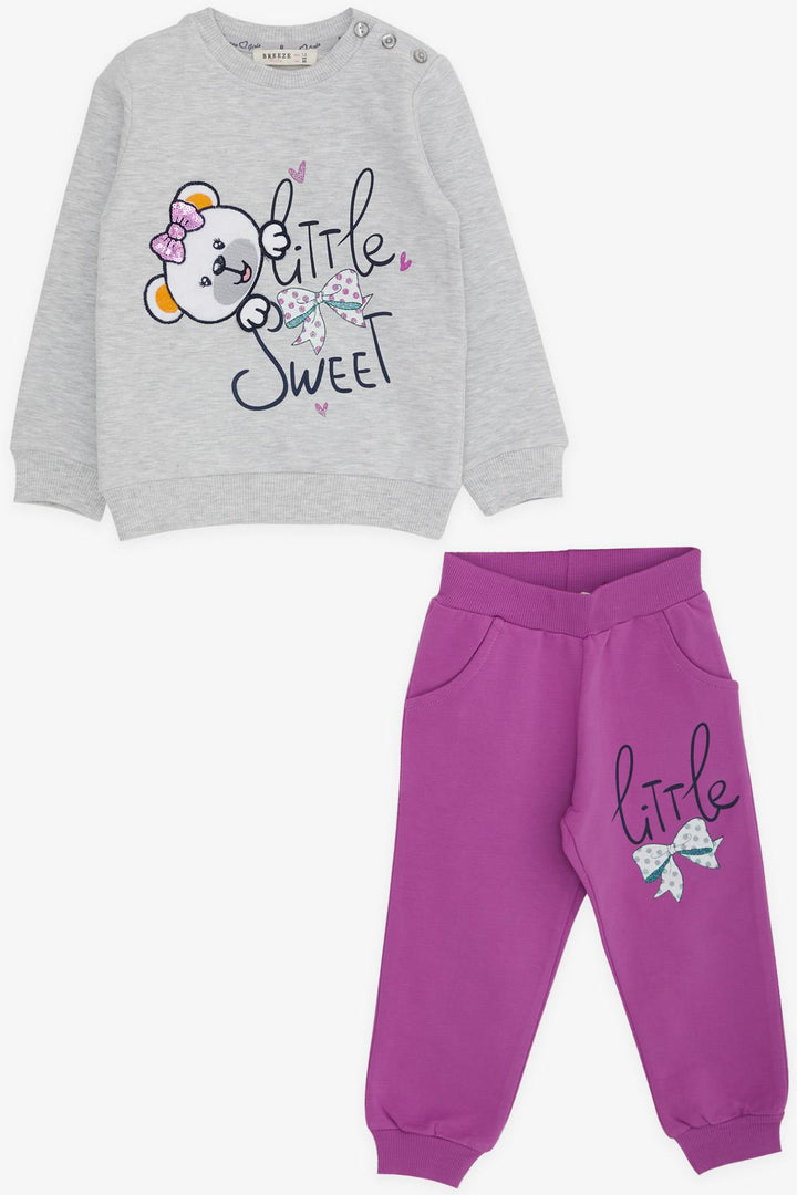 BRE Breeze Girl Child Tracksuit Bear Embroidered 1-4 Years, Light Grey Melange - Fort Worth
