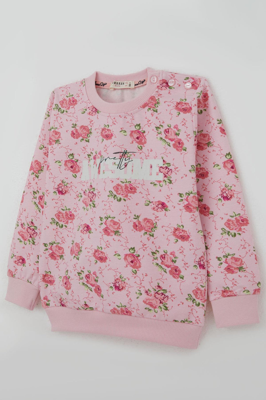 BRE Breeze Kız Çocuk Eşofman Takım Çiçek Desenli 1.5-5 Yaş, Pembe - Lynn