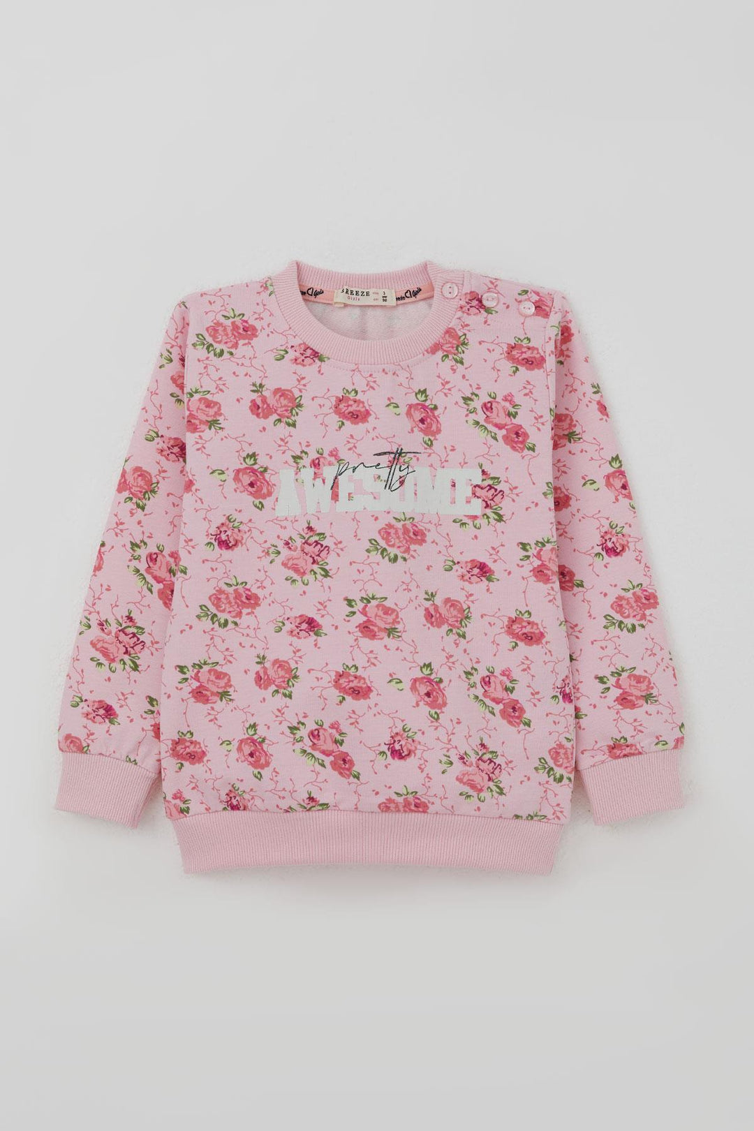 BRE Breeze Kız Çocuk Eşofman Takım Çiçek Desenli 1.5-5 Yaş, Pembe - Lynn