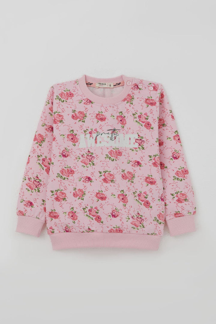 BRE Breeze Kız Çocuk Eşofman Takım Çiçek Desenli 1.5-5 Yaş, Pembe - Lynn