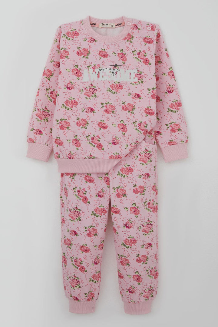 BRE Breeze Kız Çocuk Eşofman Takım Çiçek Desenli 1.5-5 Yaş, Pembe - Lynn
