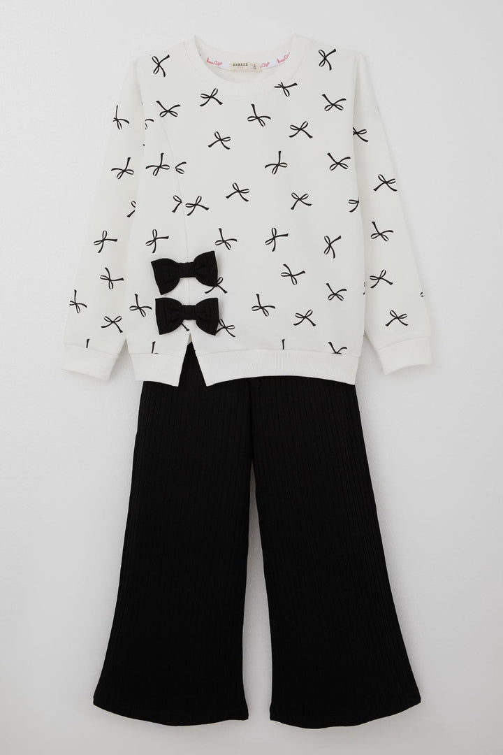 BRE Breeze Girl's Tracksuit with Bow Detail Lace-Up Accessory 72 Years, Ecru - Alhambra