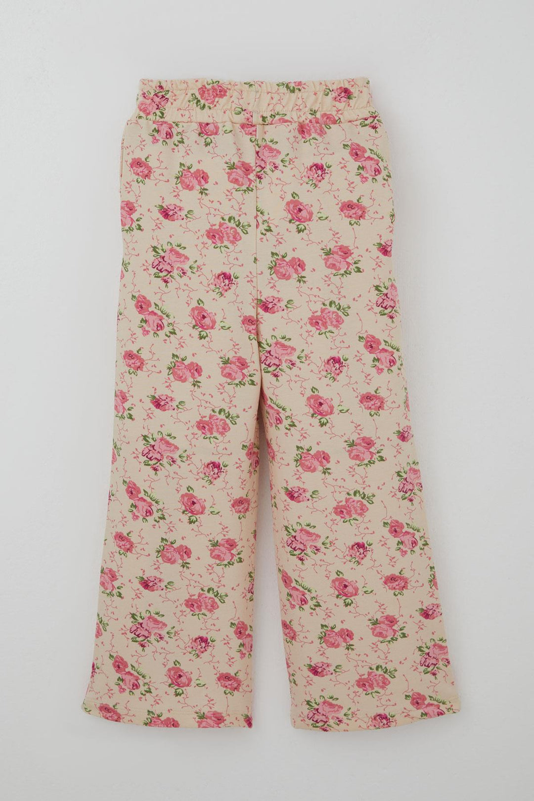 BRE Breeze Girl's Tracksuit Set with Bow Printed Pants Flower Patterned 1.5-5 Years, Pistachio Green - Brentwood