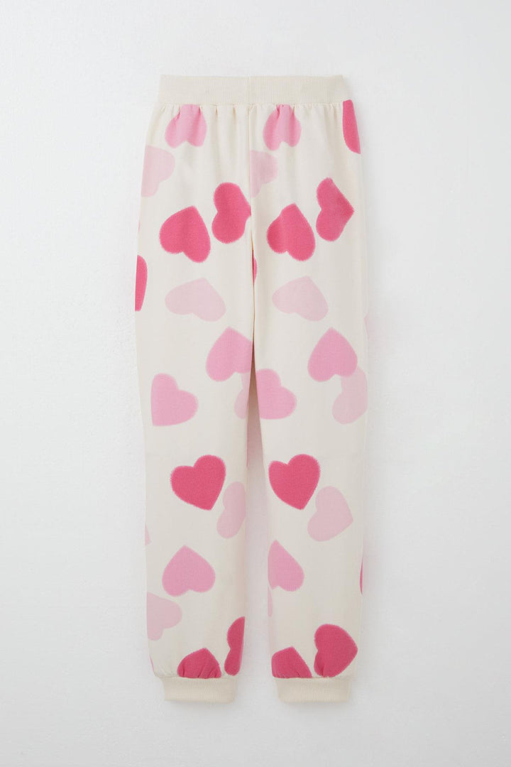 BRE Breeze Girl's Tracksuit Heart Patterned Back Printed 4-8 Years, Cream - Kempen
