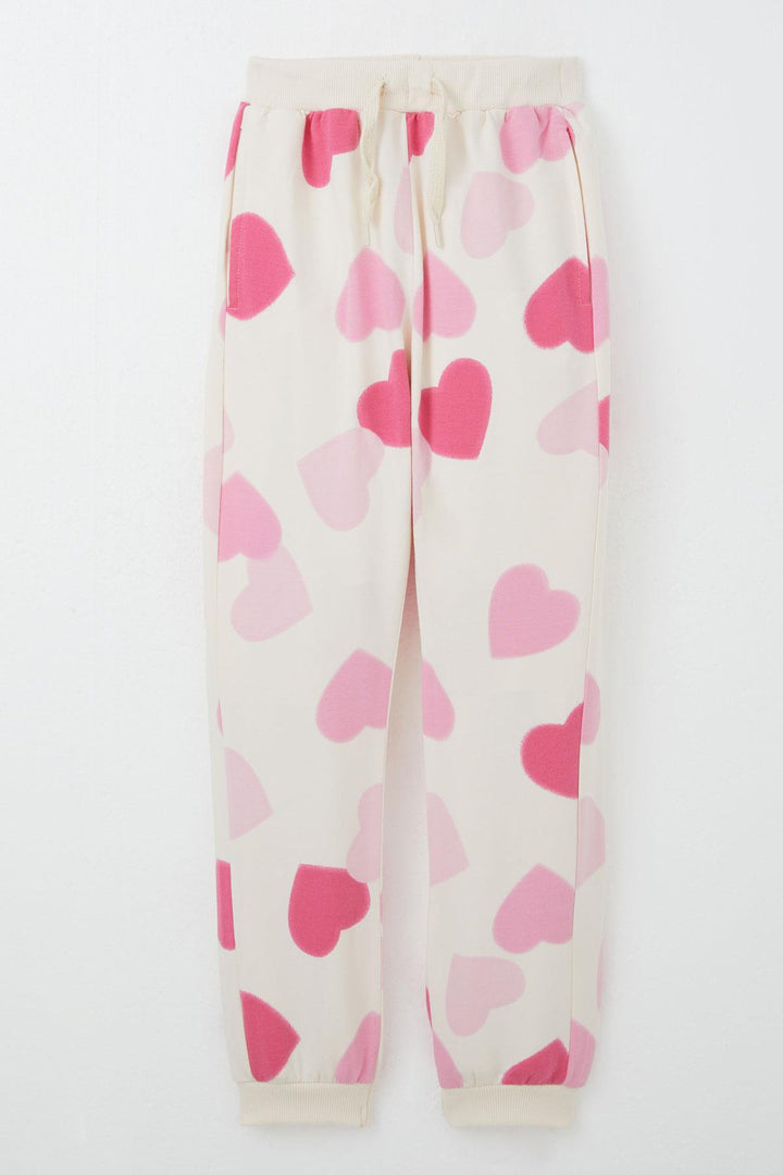 BRE Breeze Girl's Tracksuit Heart Patterned Back Printed 4-8 Years, Cream - Kempen