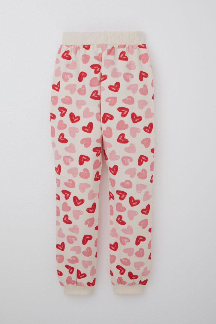 BRE Breeze Girl's Tracksuit Heart Pattern Embossed Printed Back Printed Detail 4-8 Years, Cream - Timmins