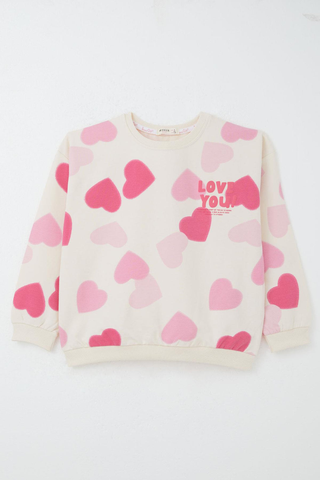 BRE Breeze Girl's Tracksuit Heart Patterned Back Printed 4-8 Years, Cream - Kempen