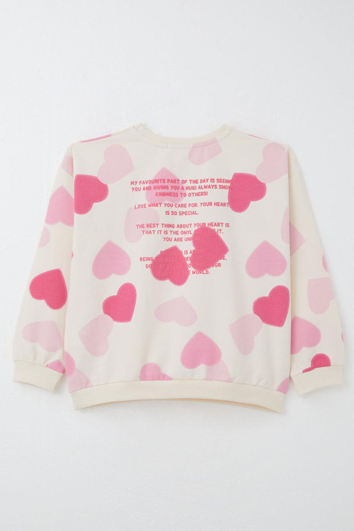BRE Breeze Girl's Tracksuit Heart Patterned Back Printed 4-8 Years, Cream - Kempen