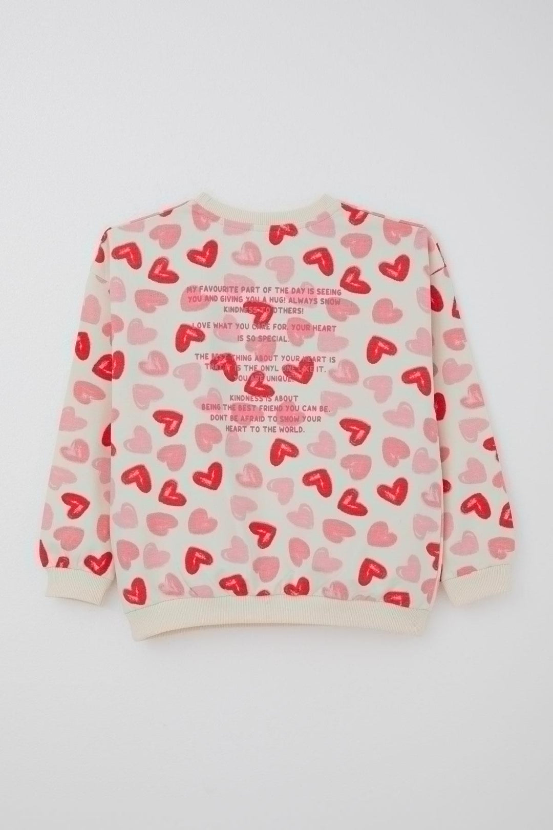 BRE Breeze Girl's Tracksuit Heart Pattern Embossed Printed Back Printed Detail 4-8 Years, Cream - Timmins