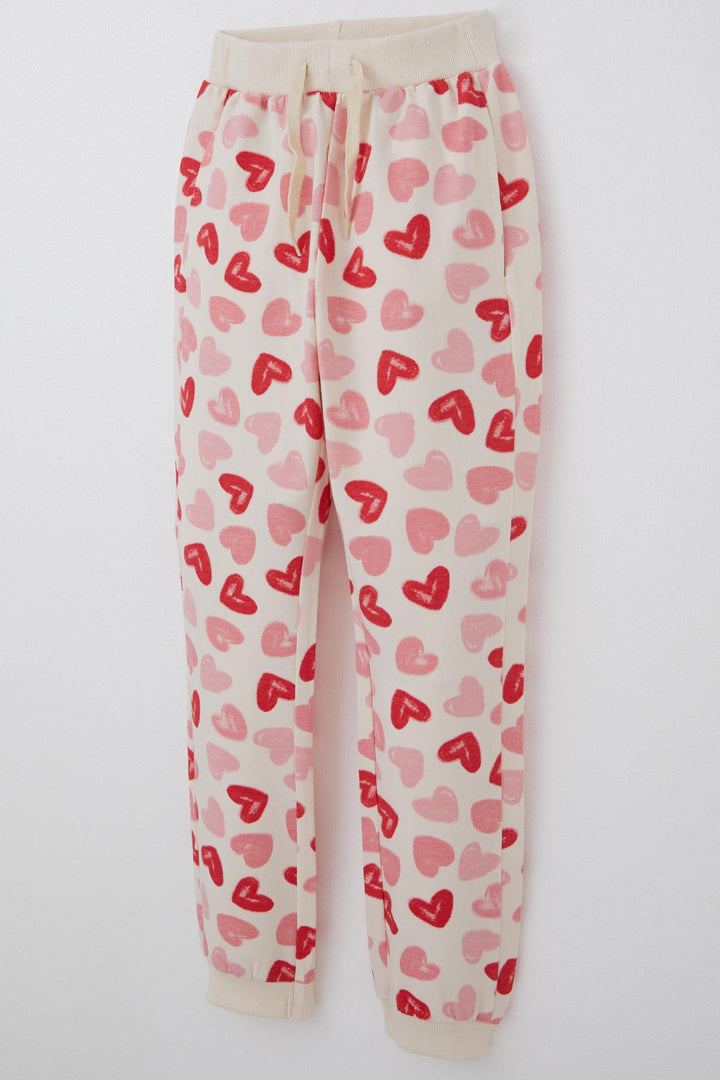 BRE Breeze Girl's Tracksuit Heart Pattern Embossed Printed Back Printed Detail 4-8 Years, Cream - Timmins