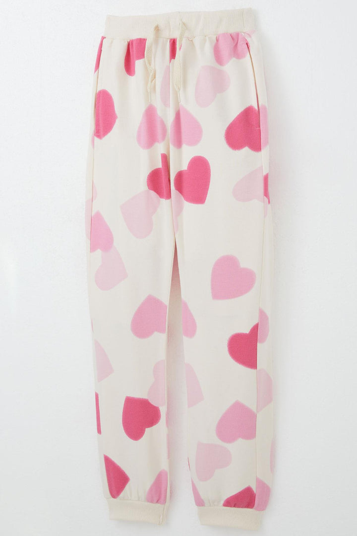 BRE Breeze Girl's Tracksuit Heart Patterned Back Printed 4-8 Years, Cream - Kempen