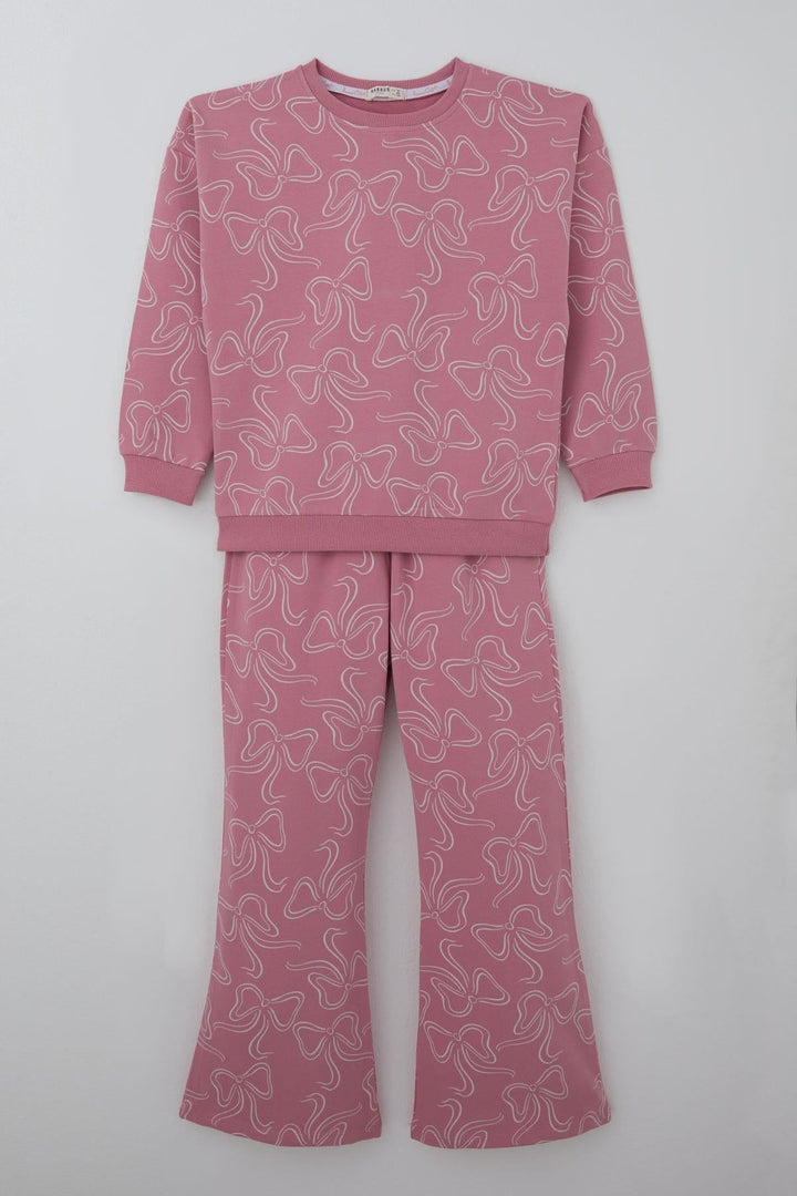 BRE Breeze Kız Çocuk Eşofman Takımı Kurdele Desenli Bel Kısmı Lastikli 94 Yaş, Pembe - Towson