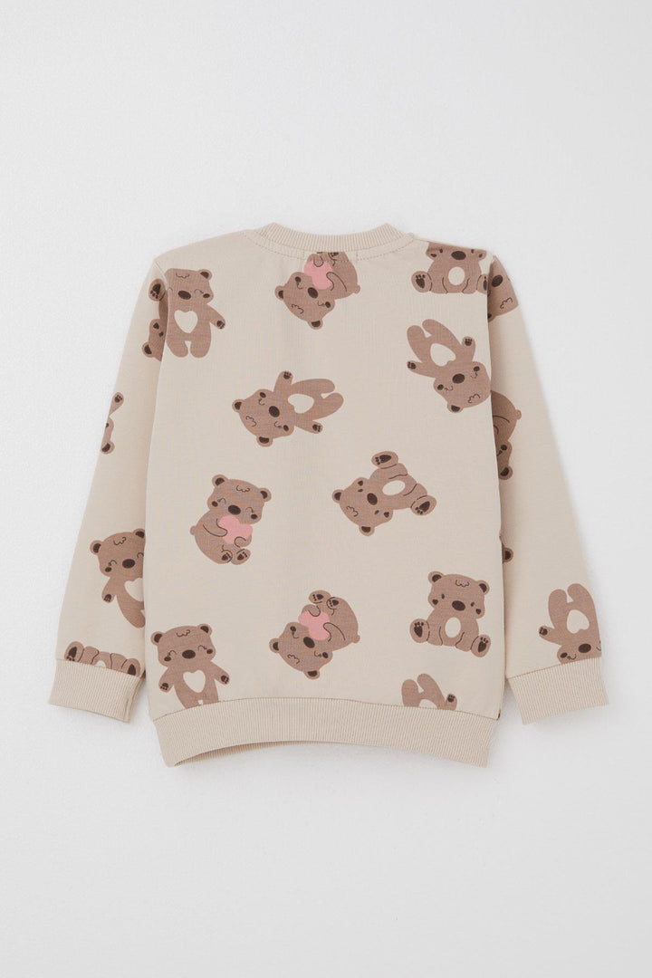 BRE Breeze Girl Child Tracksuit Motivation Themed Baby Bear Patterned 1-4 Years, Beige - Satu Mare