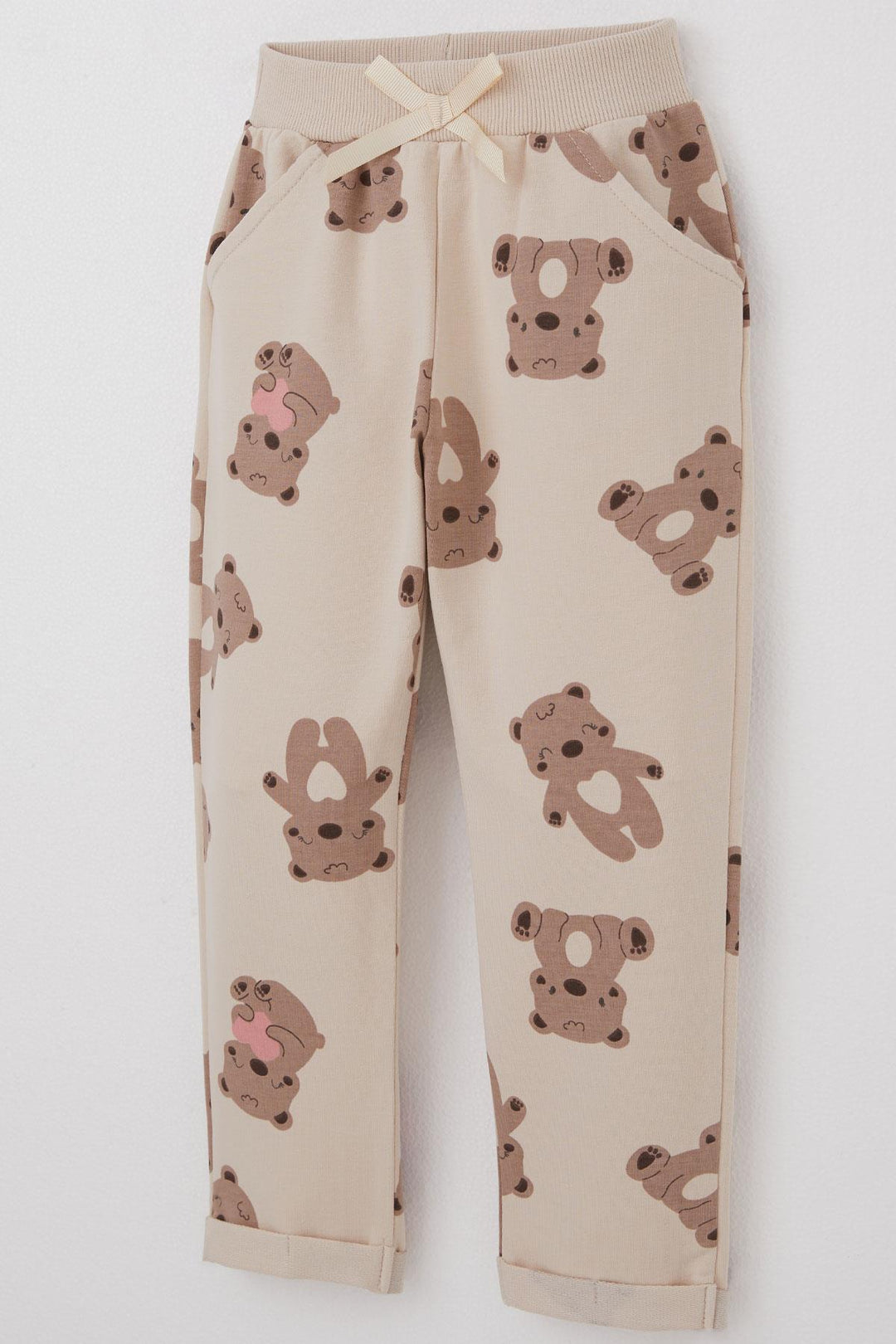 BRE Breeze Girl Child Tracksuit Motivation Themed Baby Bear Patterned 1-4 Years, Beige - Satu Mare