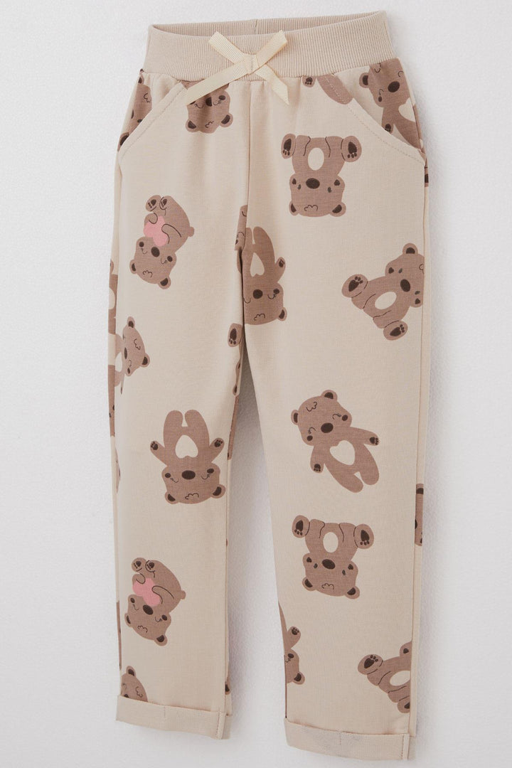 BRE Breeze Girl Child Tracksuit Motivation Themed Baby Bear Patterned 1-4 Years, Beige - Satu Mare