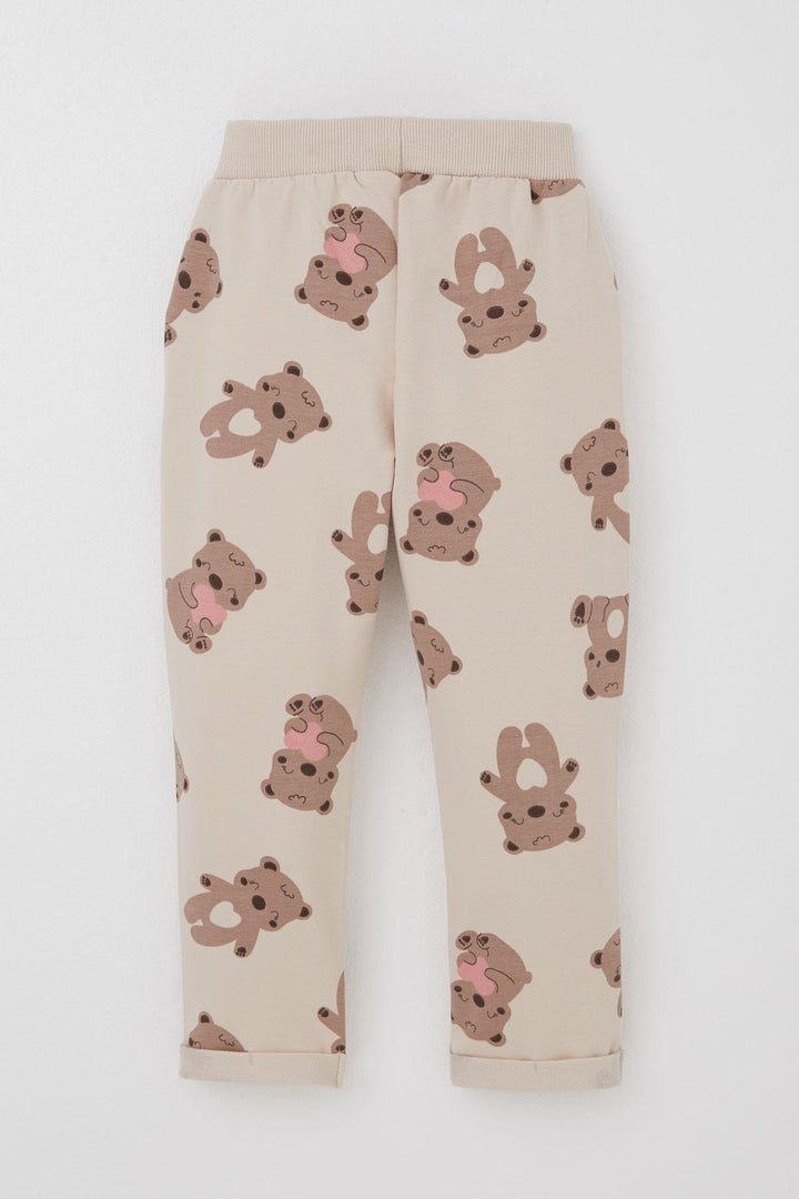 BRE Breeze Girl Child Tracksuit Motivation Themed Baby Bear Patterned 1-4 Years, Beige - Satu Mare