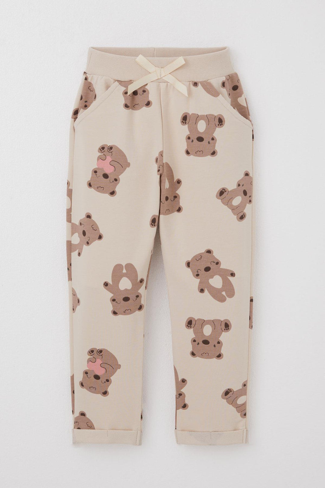 BRE Breeze Girl Child Tracksuit Motivation Themed Baby Bear Patterned 1-4 Years, Beige - Satu Mare