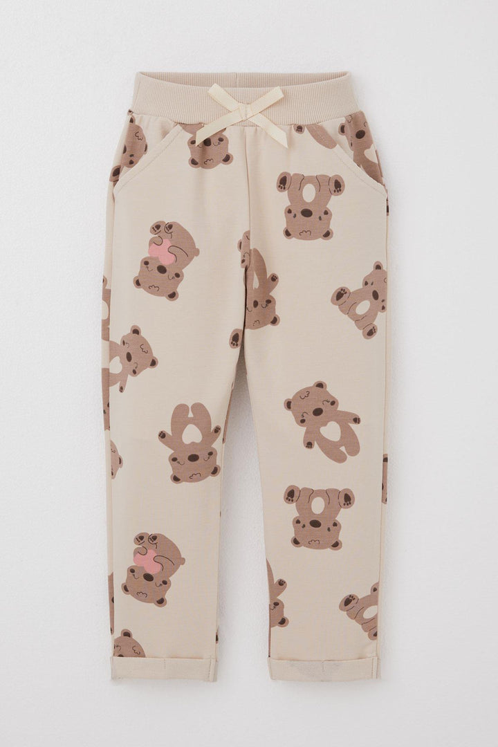 BRE Breeze Girl Child Tracksuit Motivation Themed Baby Bear Patterned 1-4 Years, Beige - Satu Mare