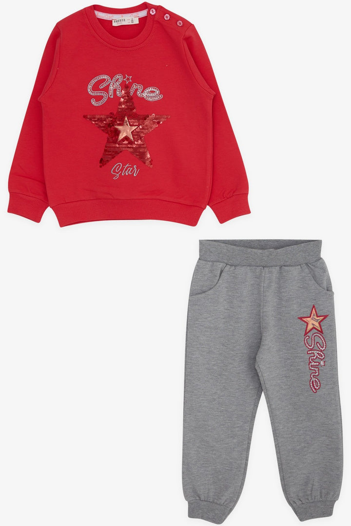 BRE Breeze Girl Child Tracksuit Set Sequined Star 2-6 Years, Pomegranate - Vergína