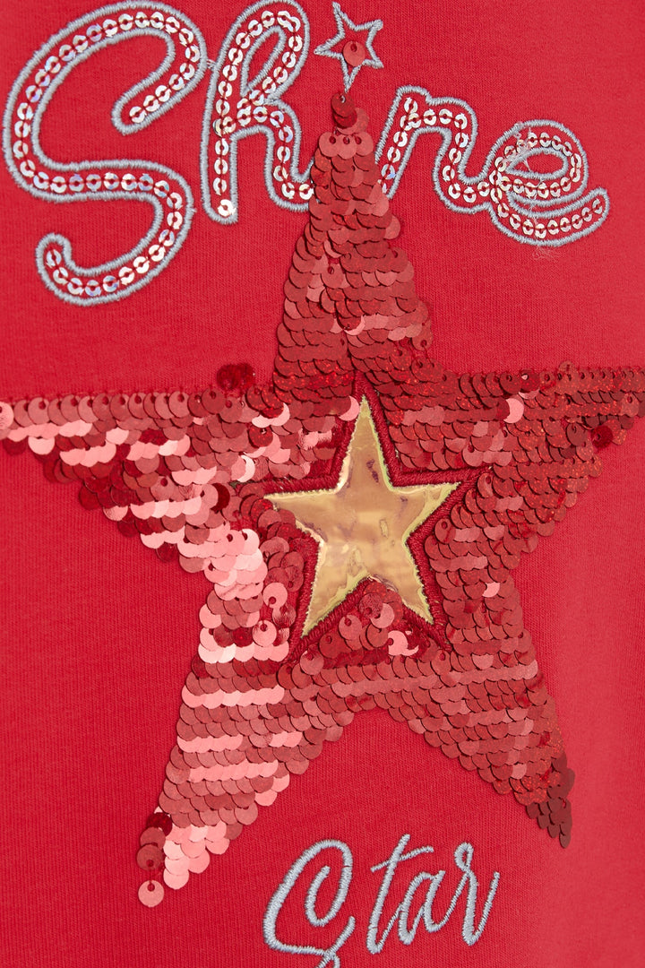 BRE Breeze Girl Child Tracksuit Set Sequined Star 2-6 Years, Pomegranate - Vergína