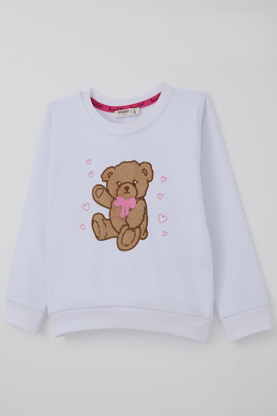 BRE Breeze Girl Child Tracksuit Love Themed Happy Bear Embroidered 3-7 Years, White - Segrate