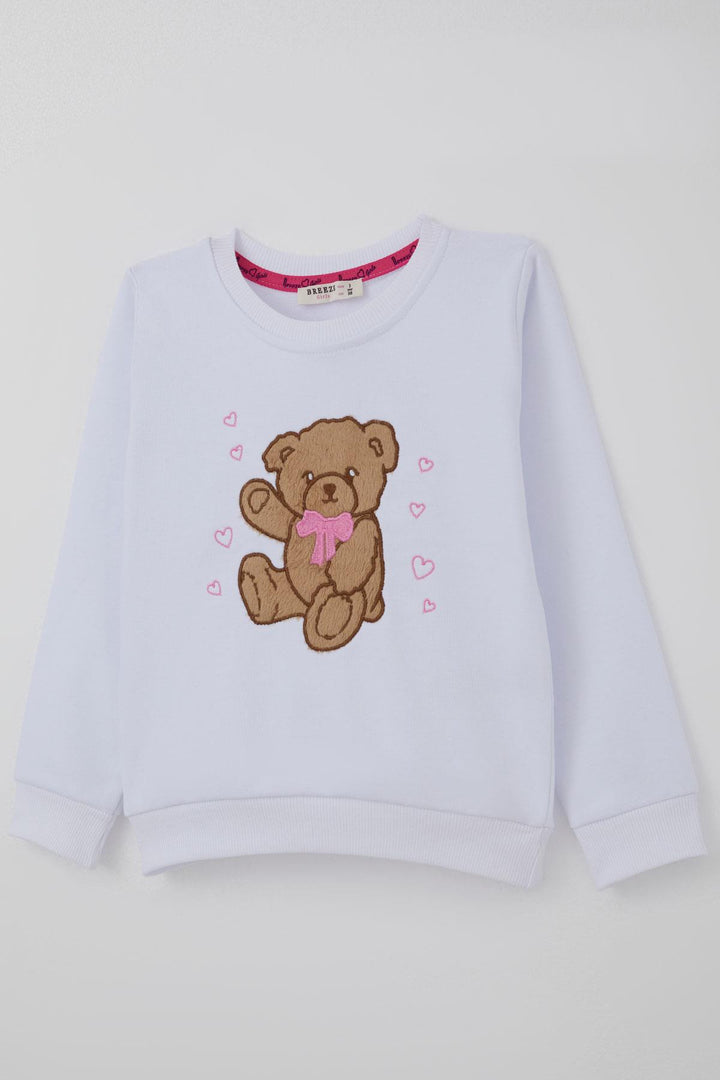 BRE Breeze Girl Child Tracksuit Love Themed Happy Bear Embroidered 3-7 Years, White - Segrate