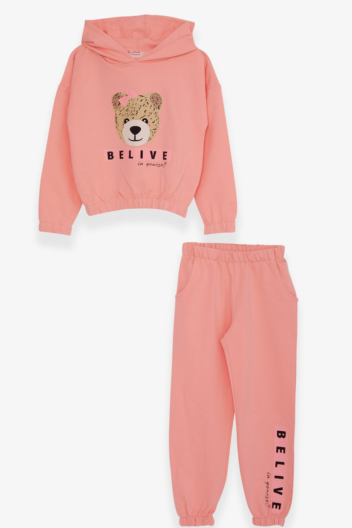 BRE Breeze Girl's Tracksuit Cute Bear Printed 50 Years, Salmon - Yevpatoriia