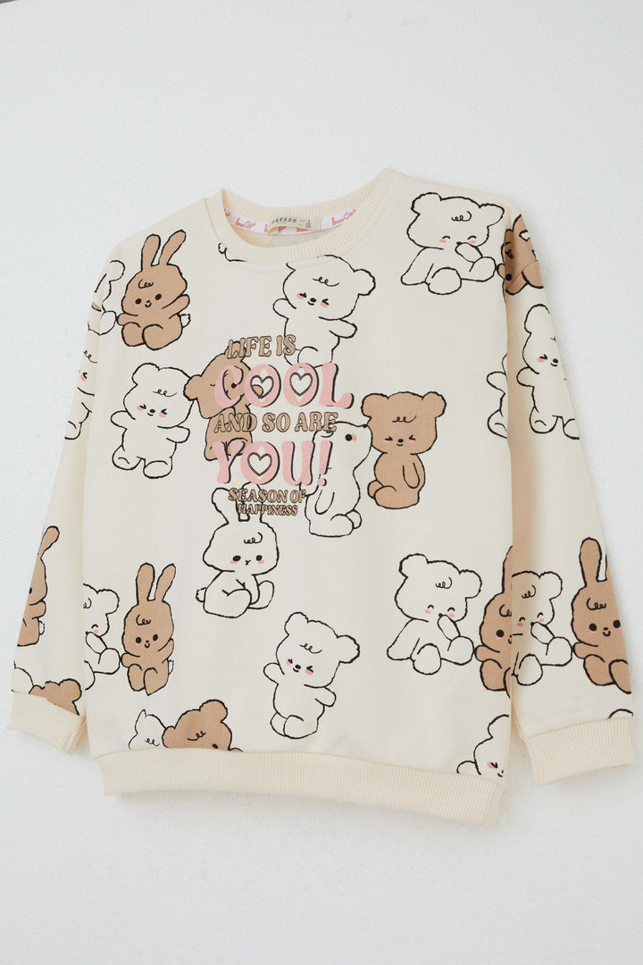 BRE Breeze Girl Child Tracksuit Cute Friends 4-8 Years, Cream - Villaflores