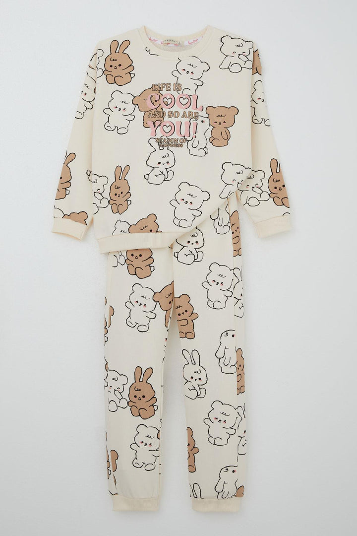 BRE Breeze Girl Child Tracksuit Cute Friends 4-8 Years, Cream - Villaflores