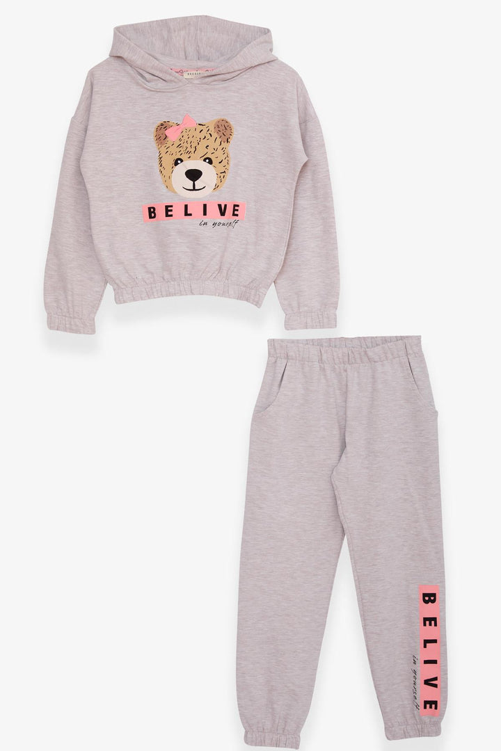 BRE Breeze Girl's Tracksuit Cute Bear Printed 50 Years, Beige Melange - Kropyvnytskyi