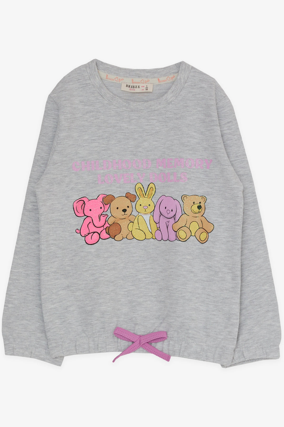 BRE Breeze Girl Child Tracksuit with Glittery Animal Print, 1-4 Years, Light Grey Melange - Geelong