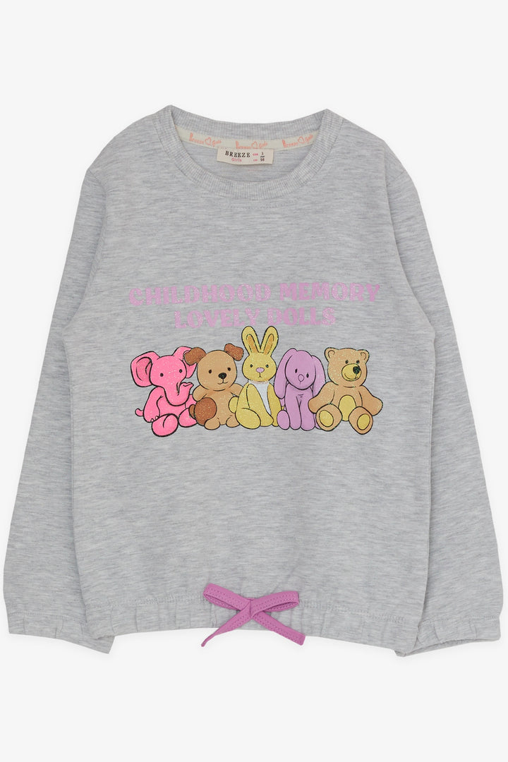 BRE Breeze Girl Child Tracksuit with Glittery Animal Print, 1-4 Years, Light Grey Melange - Geelong