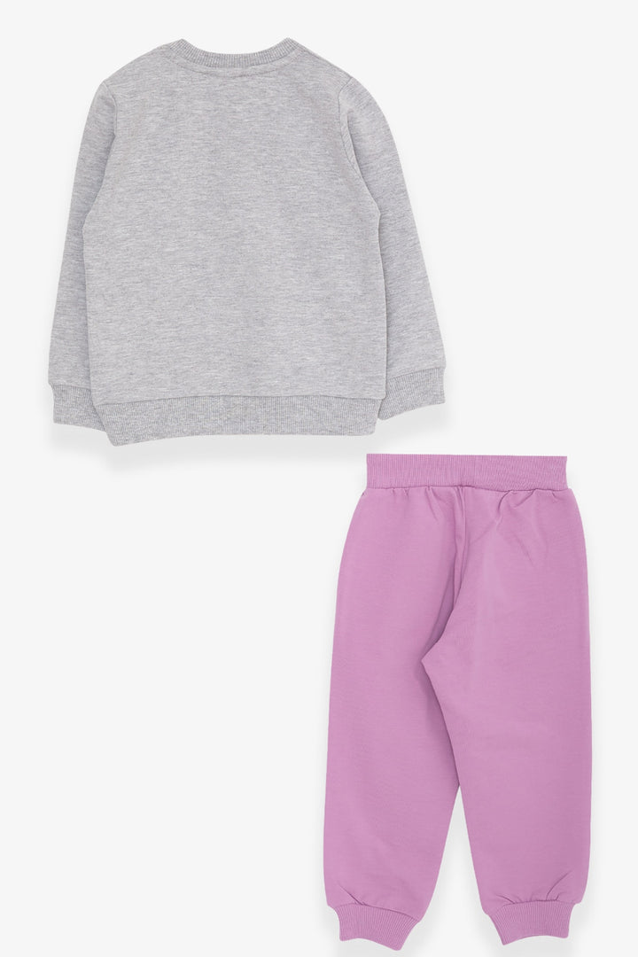 BRE Breeze Girl Child Tracksuit with Glittery Bunny Print 1.5-5 Years, Light Grey Melange - Round Lake Beach