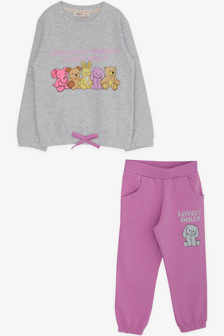 BRE Breeze Girl Child Tracksuit with Glittery Animal Print, 1-4 Years, Light Grey Melange - Geelong
