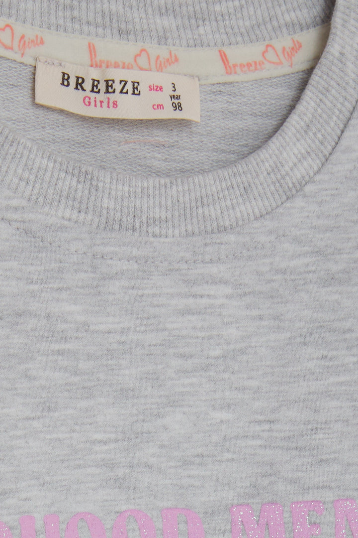 BRE Breeze Girl Child Tracksuit with Glittery Animal Print, 1-4 Years, Light Grey Melange - Geelong