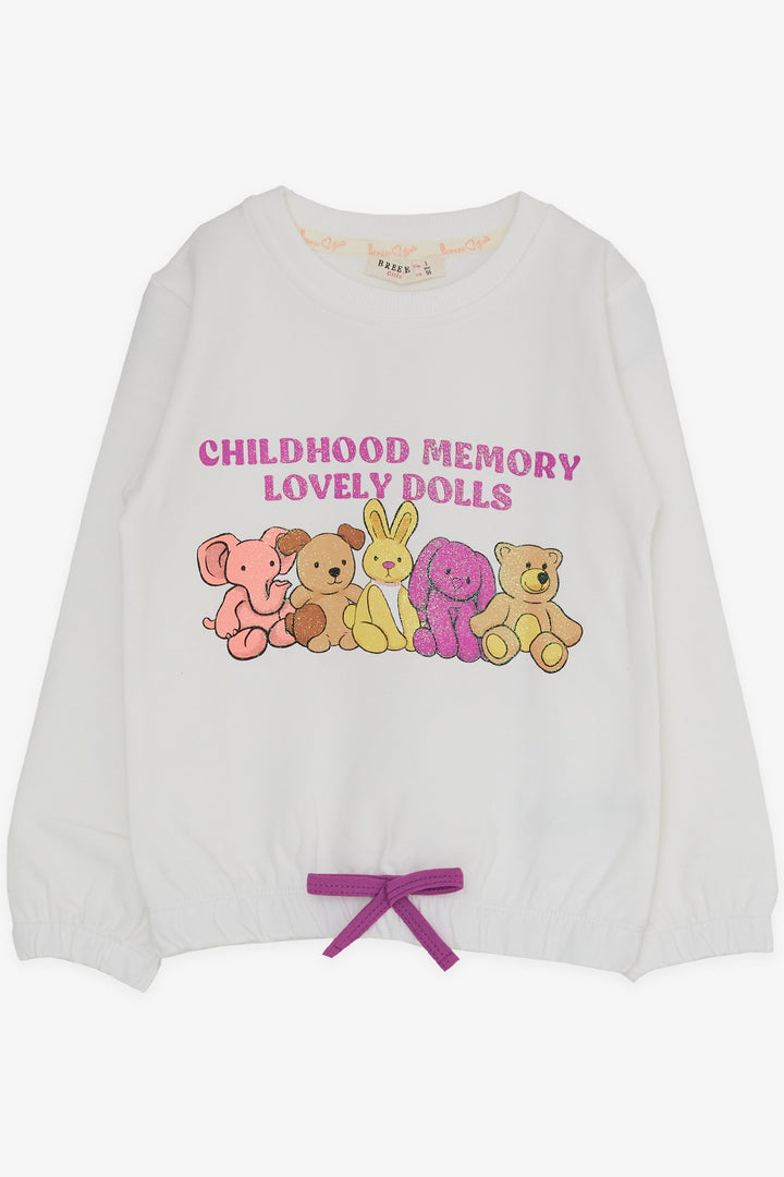 BRE Breeze Girl Child Tracksuit Set with Glittery Animal Print, 1-4 Years, White - Drachten