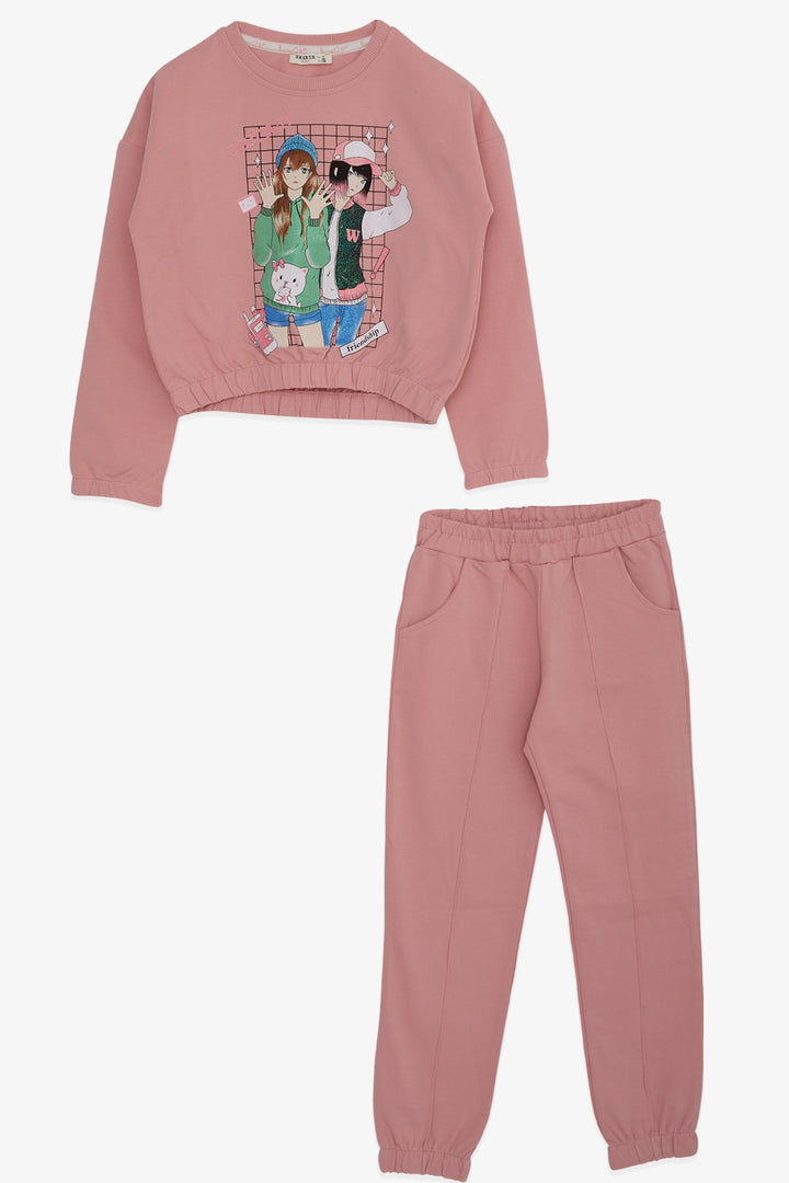 BRE Breeze Girl's Tracksuit with Glittery Girl Print, 82 Years, Rose Pink - Marion