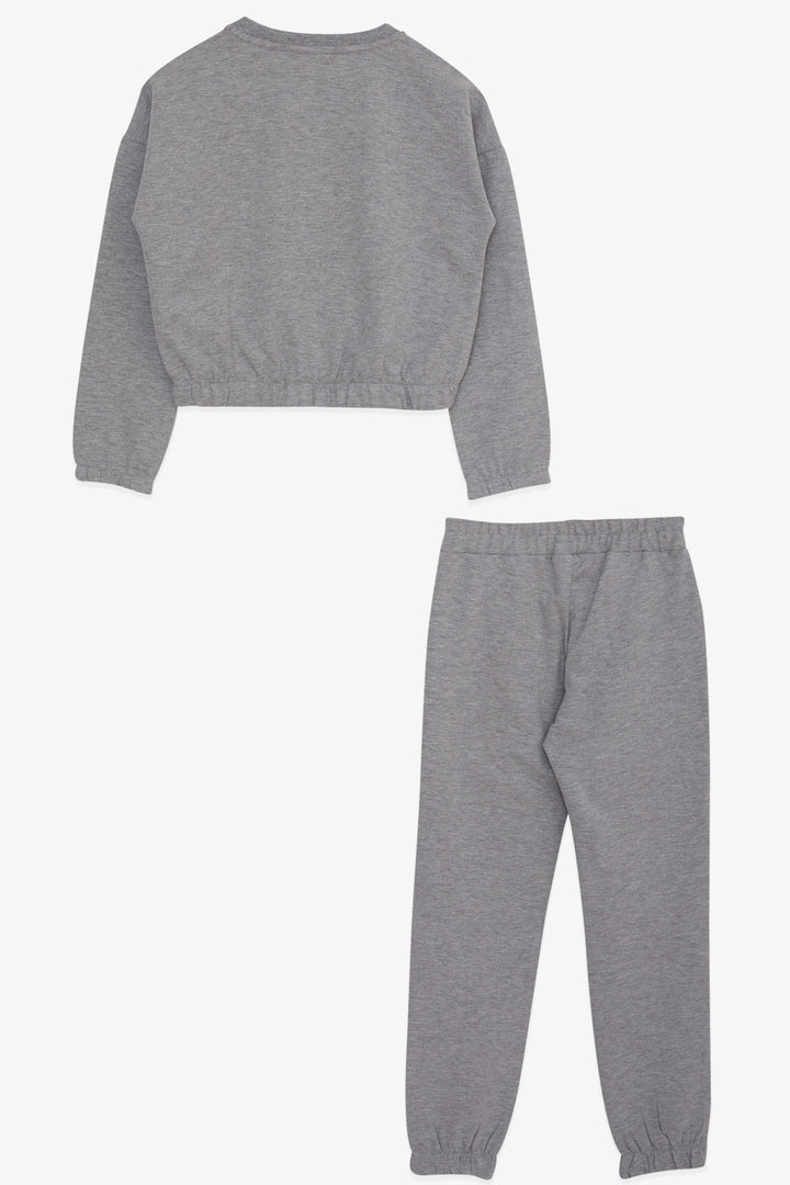 BRE Breeze Girl's Glitter Printed Tracksuit, 82 Years, Grey Melange - Walton upon Thames
