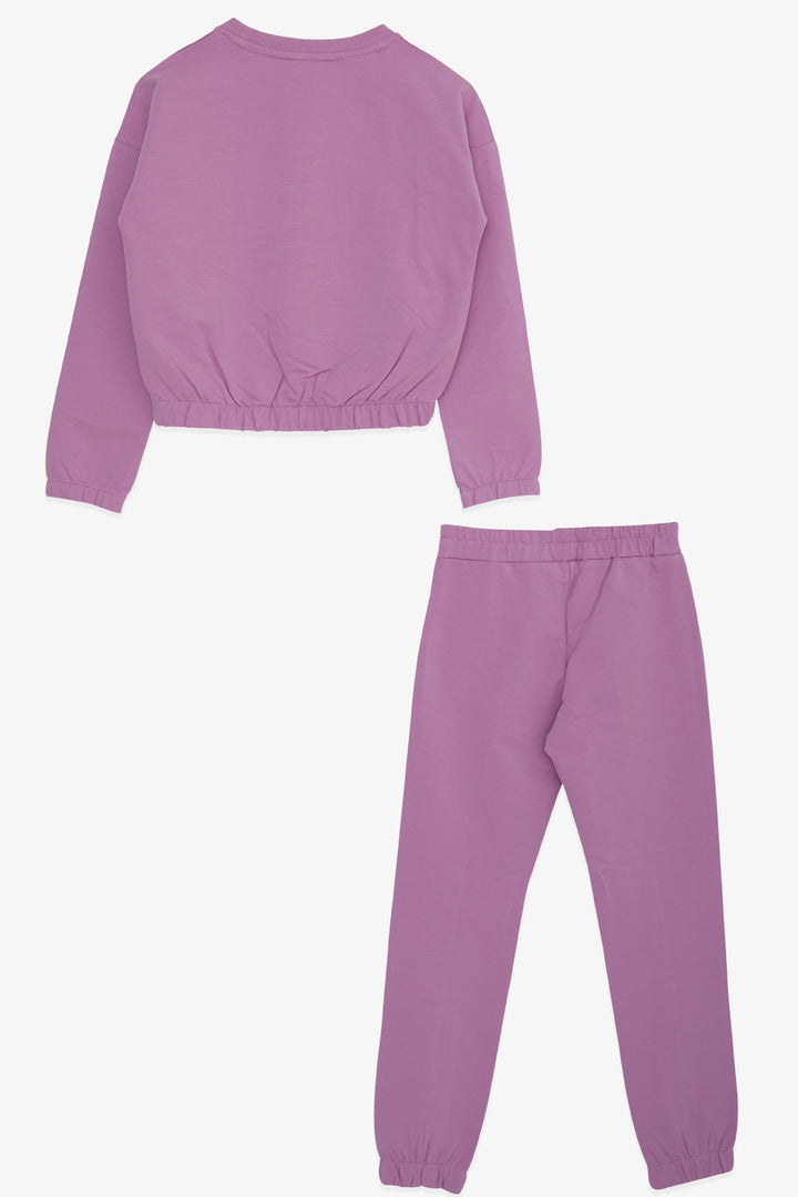BRE Breeze Girl's Tracksuit with Glittery Girl Print, 82 Years, Purple - Corigliano Calabro