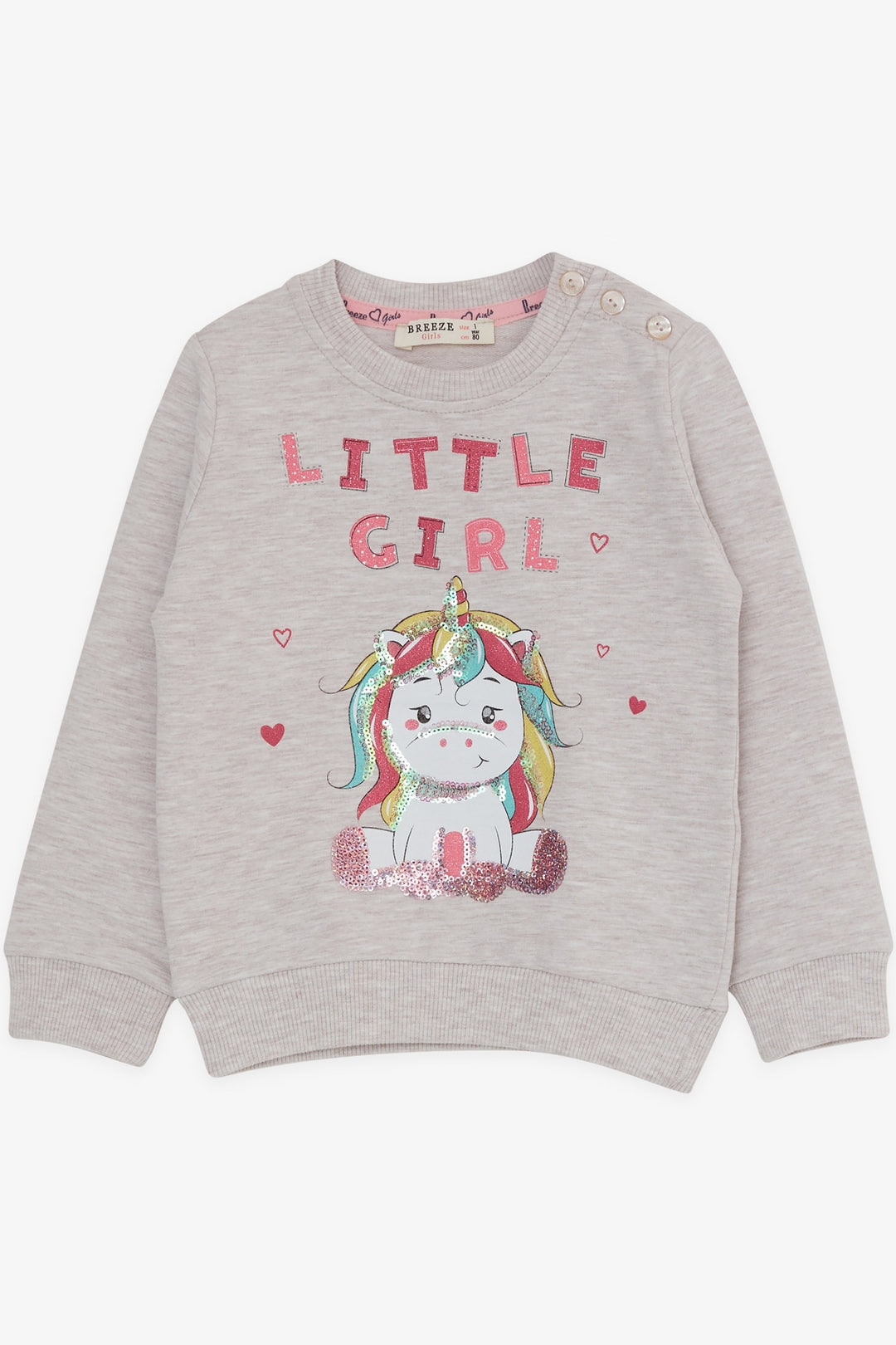 BRE Breeze Girl Child Tracksuit Unicorn Printed 1-4 Years, Beige Melange - Torrance