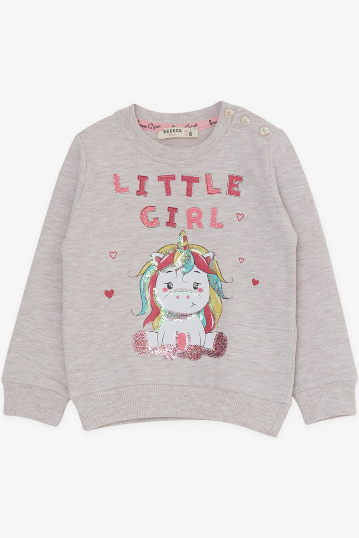 BRE Breeze Girl Child Tracksuit Unicorn Printed 1-4 Years, Beige Melange - Torrance