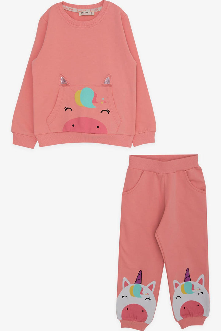 BRE Breeze Girl Child Tracksuit Unicorn Printed 1-4 Years, Powder - Xicotepec de Juárez